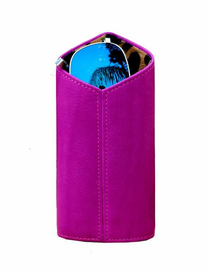 Brizard and Co. The Luxury Eyewear Stand - Fuschia Leather and Animal Print