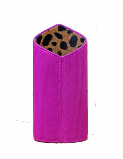 Brizard and Co. The Luxury Eyewear Stand - Fuschia Leather and Animal Print