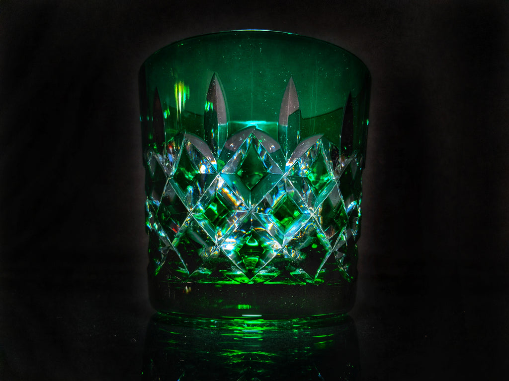 AJKA Colored Crystal Old Fashioned Glassess with Ice Bucket