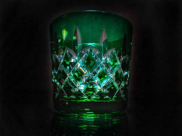 AJKA Colored Crystal Old Fashioned Glassess with Ice Bucket