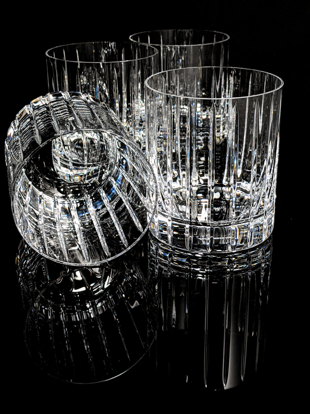 Faberge Atelier Crystal Collection  Highball Glasses set of 4 NIB  5 1/4" H x 2 7/8" W