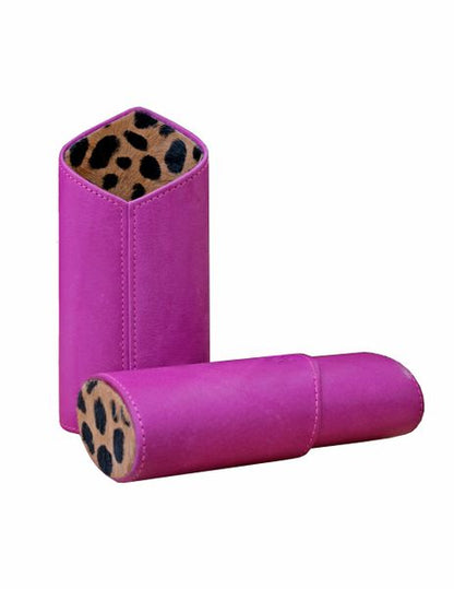 Brizard and Co. The Luxury Eyewear Stand - Fuschia Leather and Animal Print