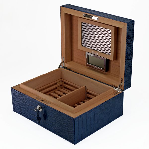 Brizard and co. The "Airflow" Cigar Humidor - Indigo Croco Pattern (30/40 Count)