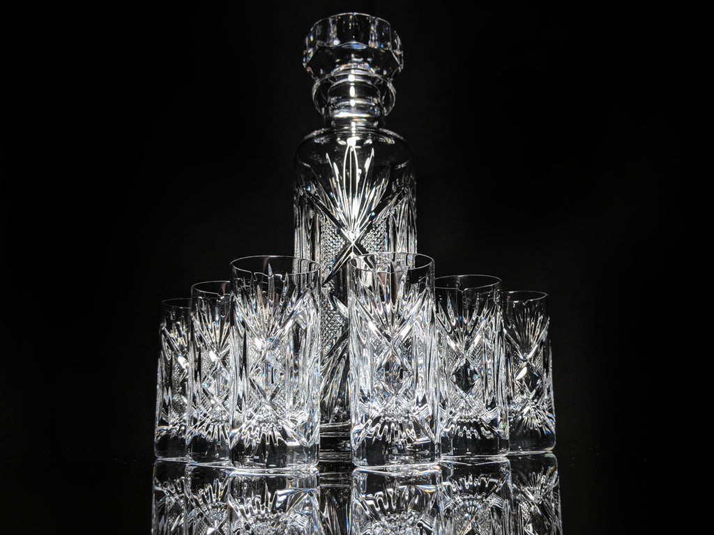 Fabergé Monte Carlo Crystal Vodka Decanter with 6 Shot Glasses