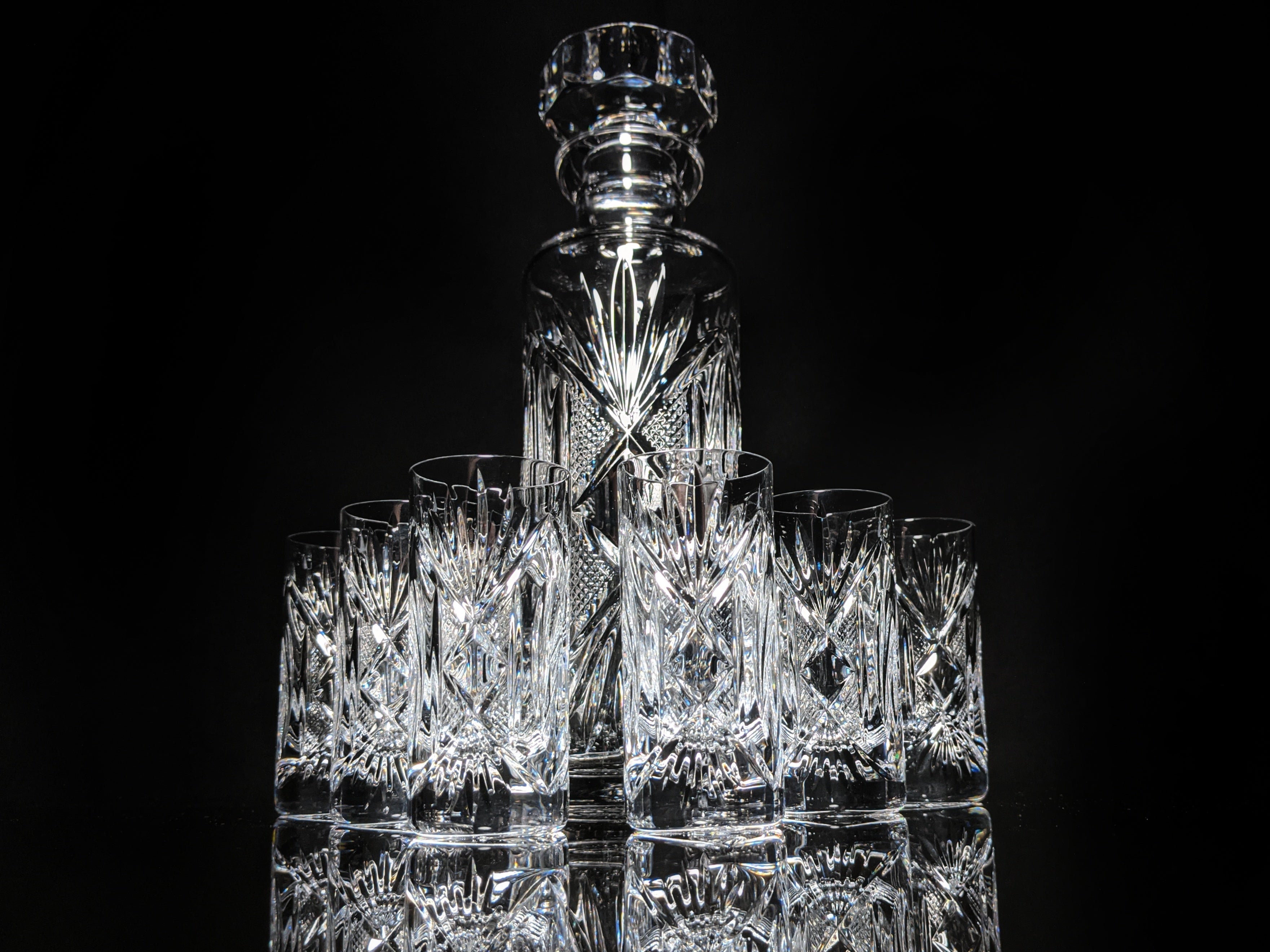 Fabergé Monte Carlo Crystal Vodka Decanter with 6 Shot Glasses