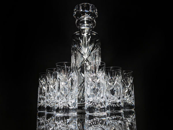Faberge Monte Carlo  Crystal Vodka Decanter with 6 shot glasses