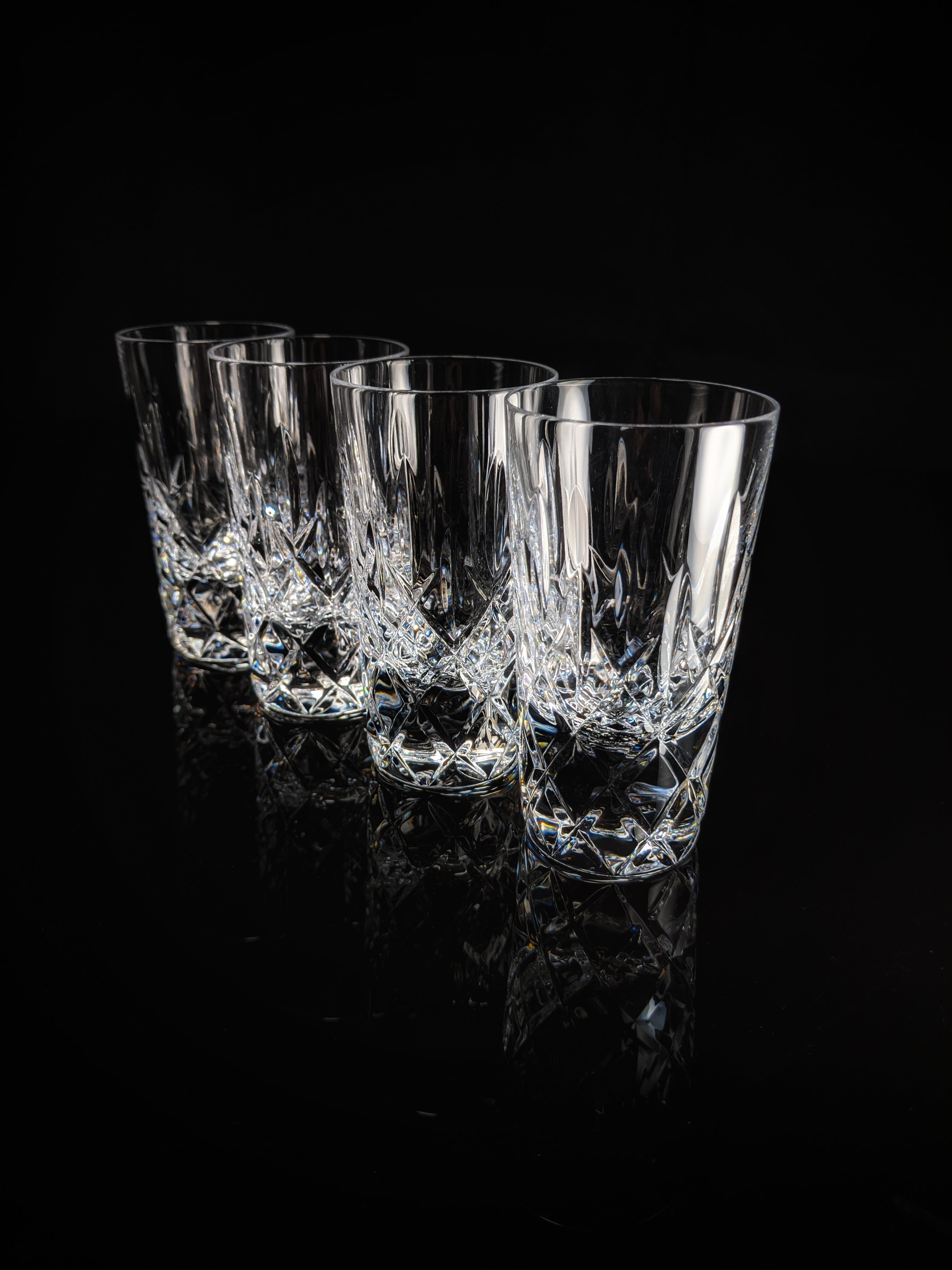 Faberge Clear Crystal Shot Glasses  Set of 4 NIB
