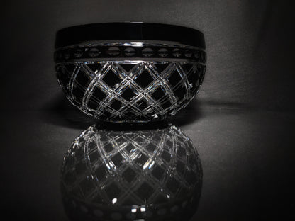 Black Crystal Clear Cut Bowl 9" diameter