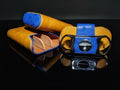Brizard and Co Blue Ostrich and Camel Color Leather Case and V-Cutter