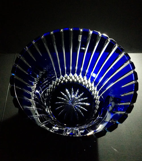 AJKA Cobalt Blue and Clear Cut Large Ice Bucket