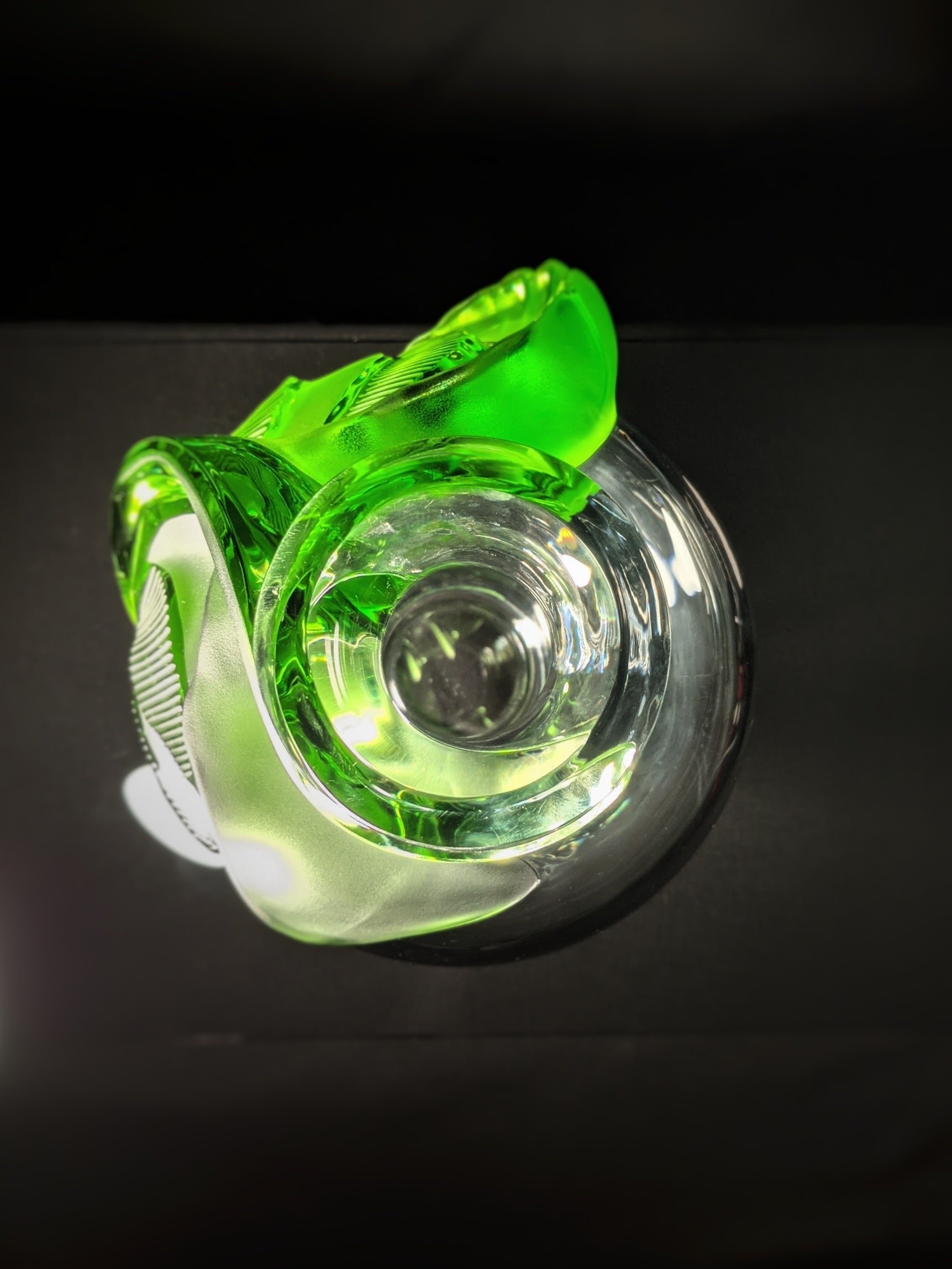 Lalique Tanega 14" Emerald Green Vase