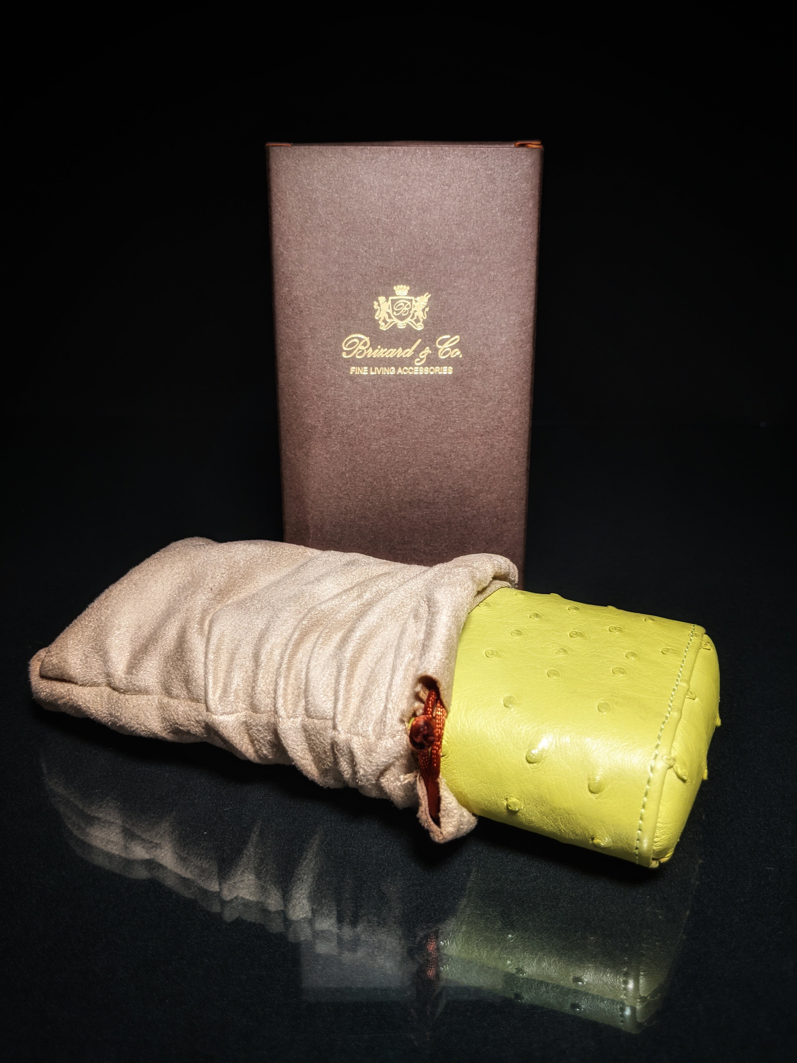 Brizard and Co Ostrich Matcha 3 Cigar Case