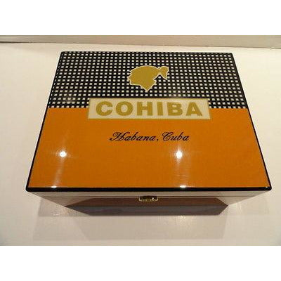 Cohiba Black & Gold Leather Cigar Case & Cohiba Humidor