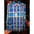 Robert Graham Seattle Blue Fine Stripe Contrast Cuff Shirt — Medium