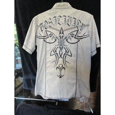 Roar Khaki & Brown  embroidered casual designer shirt Medium