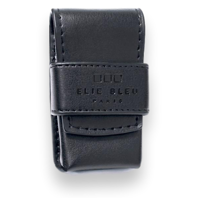 Elie Bleu Black Leather Case | Fits J-14 Covered Jet Lighters | EBPOUCH07