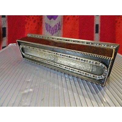 Edgar Berebi Great Expectations Brown Lacquered Pen Tray with Topaz Crystals