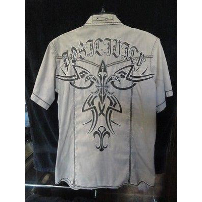 Roar Khaki & Brown  embroidered casual designer shirt Medium