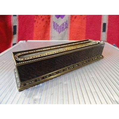 Edgar Berebi Great Expectations Brown Lacquered Pen Tray with Topaz Crystals