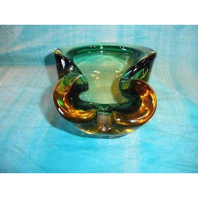blenko handmade glass single slot cashtray