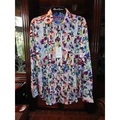 Robert Graham Multicolor Abstract Cubist Print Shirt — Medium