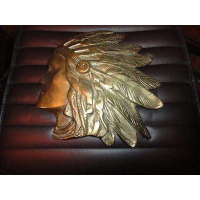 Brass Wall Plaque of Indian Chief Head