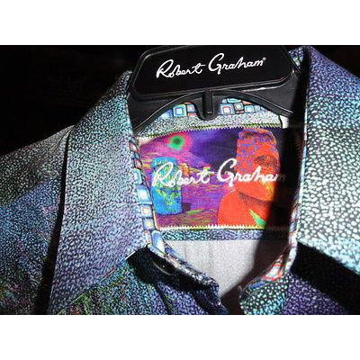 Robert Graham Mate Purple Tonal Embroidered Long Sleeve Shirt — Medium