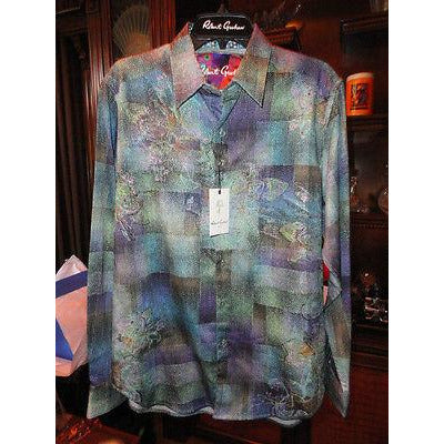 Robert Graham Mate Purple Tonal Embroidered Long Sleeve Shirt — Medium