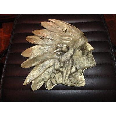 Brass Wall Plaque of Indian Chief Head