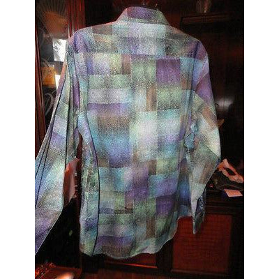 Robert Graham Mate Purple Tonal Embroidered Long Sleeve Shirt — Medium