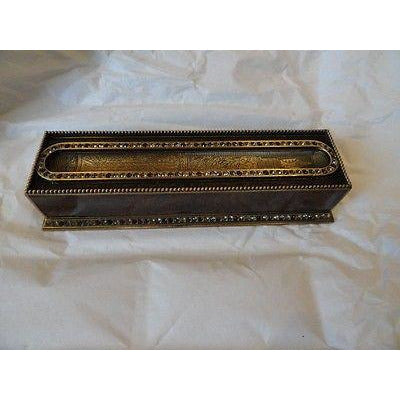 Edgar Berebi Great Expectations Brown Lacquered Pen Tray with Topaz Crystals