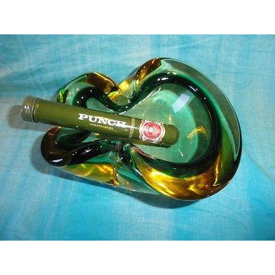 blenko handmade glass single slot cashtray
