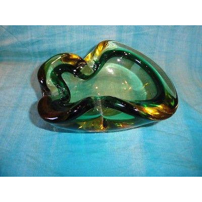 blenko handmade glass single slot cashtray