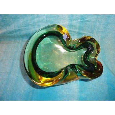 blenko handmade glass single slot cashtray