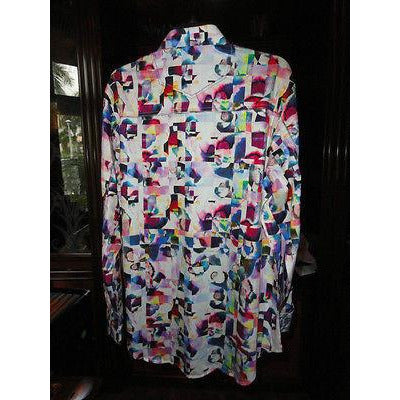 Robert Graham Multicolor Abstract Cubist Print Shirt — Medium