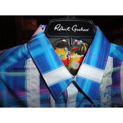 Robert Graham Seattle Blue Fine Stripe Contrast Cuff Shirt — Medium