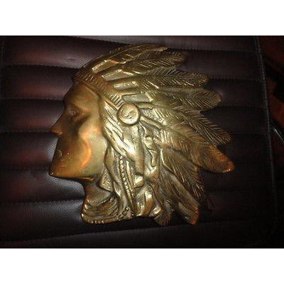 Brass Wall Plaque of Indian Chief Head
