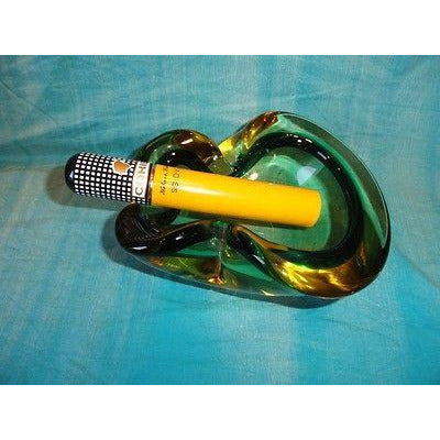 blenko handmade glass single slot cashtray