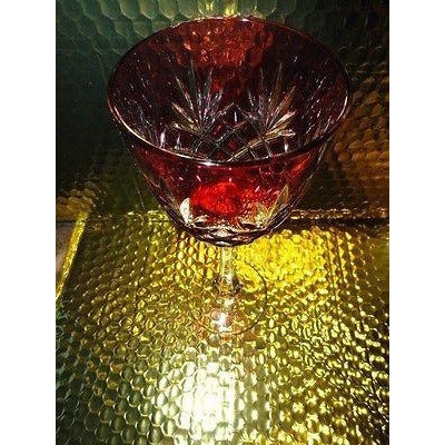 Faberge Odessa Cranberry Red Hock Crystal Wine Glass