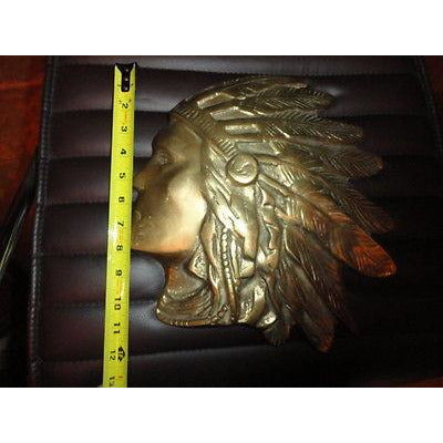 Brass Wall Plaque of Indian Chief Head