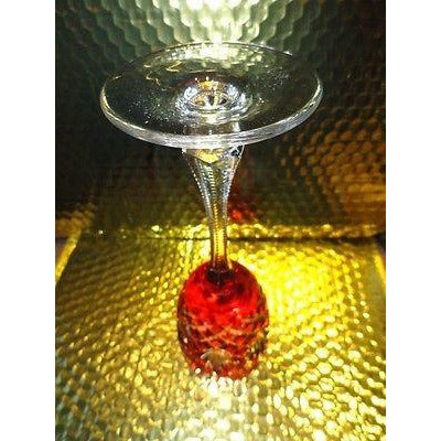 Faberge Odessa Cranberry Red Hock Crystal Wine Glass