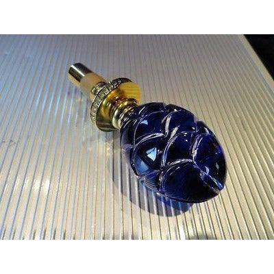 Faberge Emerald Blue Crystal Pine Cone Bottle Stopper in Orginal Box