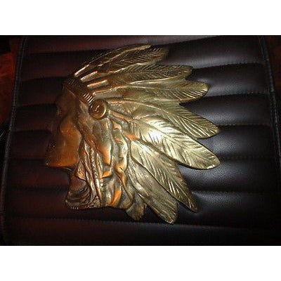 Brass Wall Plaque of Indian Chief Head