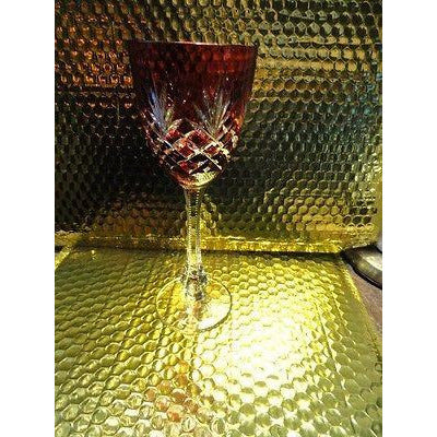 Faberge Odessa Cranberry Red Hock Crystal Wine Glass