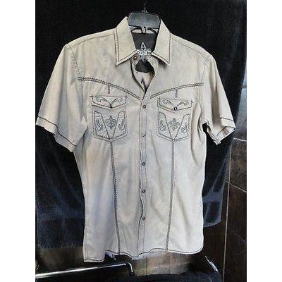 Roar Khaki & Brown  embroidered casual designer shirt Medium