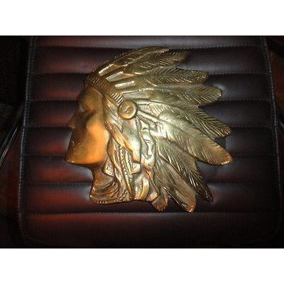 Brass Wall Plaque of Indian Chief Head