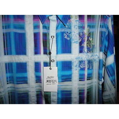 Robert Graham Seattle Blue Fine Stripe Contrast Cuff Shirt — Medium