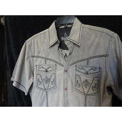 Roar Khaki & Brown  embroidered casual designer shirt Medium