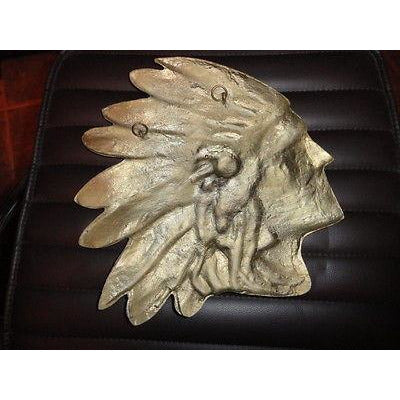 Brass Wall Plaque of Indian Chief Head