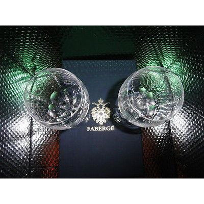 Faberge Bristol Crystal  Glasses in original Faberge box with card